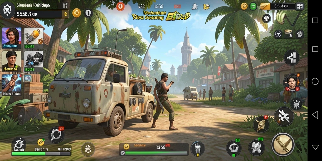 Tampilan gameplay 555F yang menarik dan penuh warna.