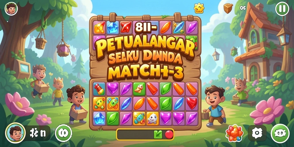 Tangkapan layar gameplay 8II dengan tantangan Match-3 yang seru.
