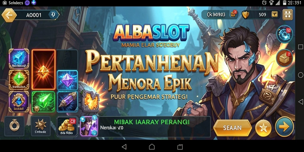 Tangkapan layar gameplay seru ALBASLOT menampilkan strategi menara yang menantang.