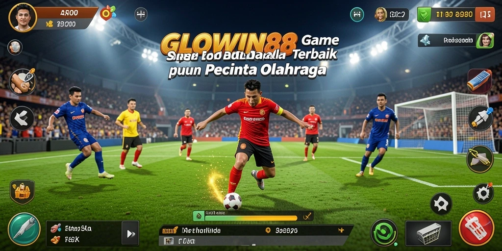 Screenshot GLOWIN88 menampilkan aksi mendebarkan di lapangan sepak bola.