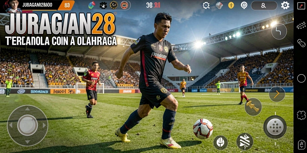 Tampilan gameplay JURAGAN28 dengan aksi sepak bola seru.
