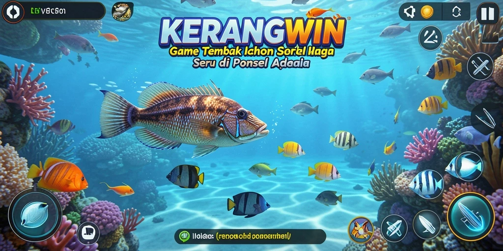 Tampilan seru dari gameplay KERANGWIN saat menangkap ikan.