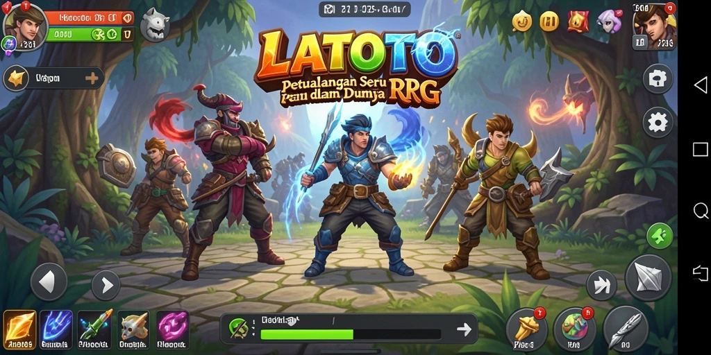 Screenshot LATOTO menampilkan aksi pertarungan intens dalam dunia RPG.