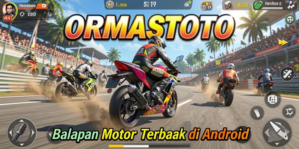 Screenshot dari gameplay balapan motor yang mendebarkan di ORMASTOTO.