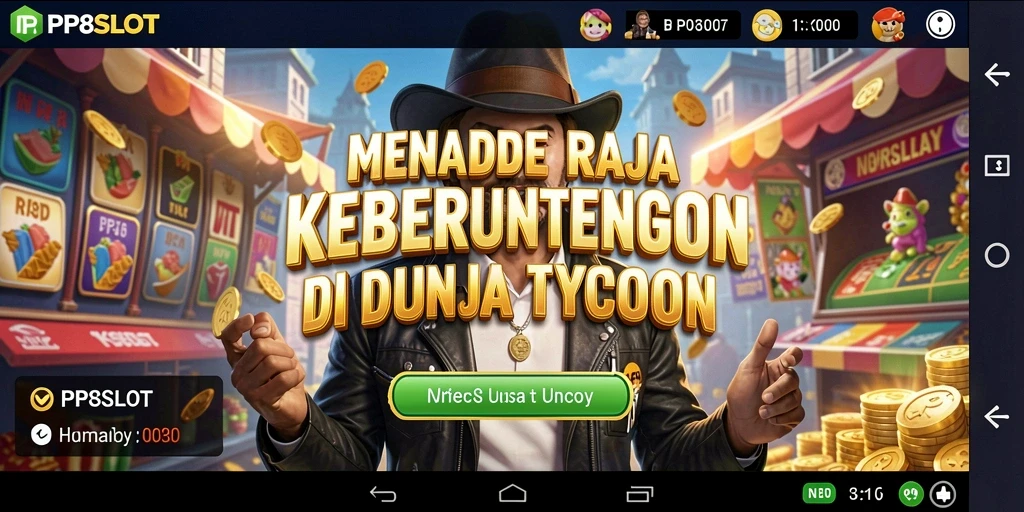 Screenshot utama PP8SLOT menampilkan gameplay seru saat mengelola bisnis Tycoon.