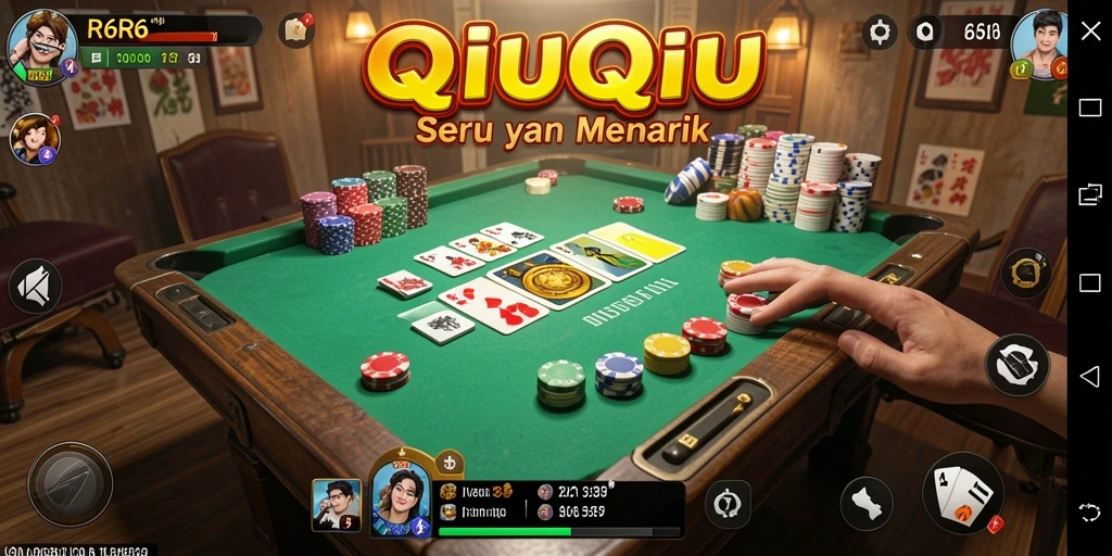 Screenshot gameplay R6R6 menampilkan aksi seru dalam permainan QiuQiu.