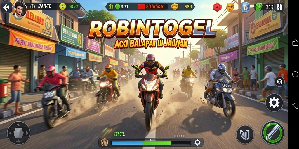 Gameplay seru di ROBINTOGEL dengan balapan yang mendebarkan.