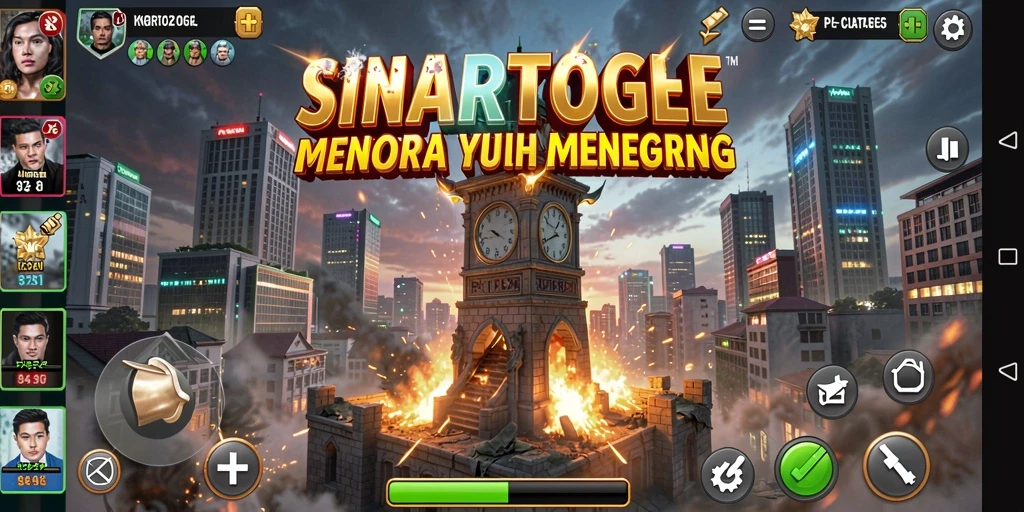 Gambar menampilkan aksi pertahanan menara di SINARTOGEL yang intens dan strategis.