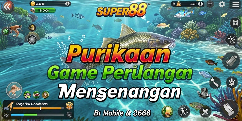 Tampilan gameplay SUPER88 yang realistis dan mendebarkan saat memancing.