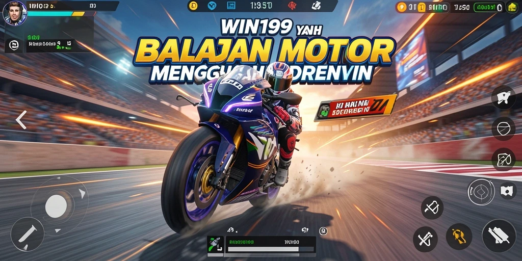 Tampilan gameplay mendebarkan dari balapan motor di WIN199.